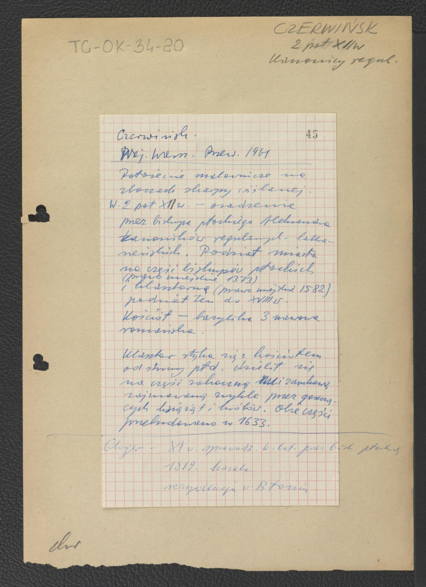 wypis z Chludziński T., Maczubski T., Rutkowski K., Żmudziński J., Województwo warszawskie. Przewodnik, Warszawa 1961 wzmiankujący usytuowanie miejscowego klasztoru oraz czasu kasacji wraz ze zwięzłą charakterystyką architektoniczną; odsyłacz do Gloger Zygmunt, Encyklopedia Staropolska, Warszawa 1902 wzmiankujący czas sprowadzenia zakonników oraz kasatę klasztoru , skan 1
