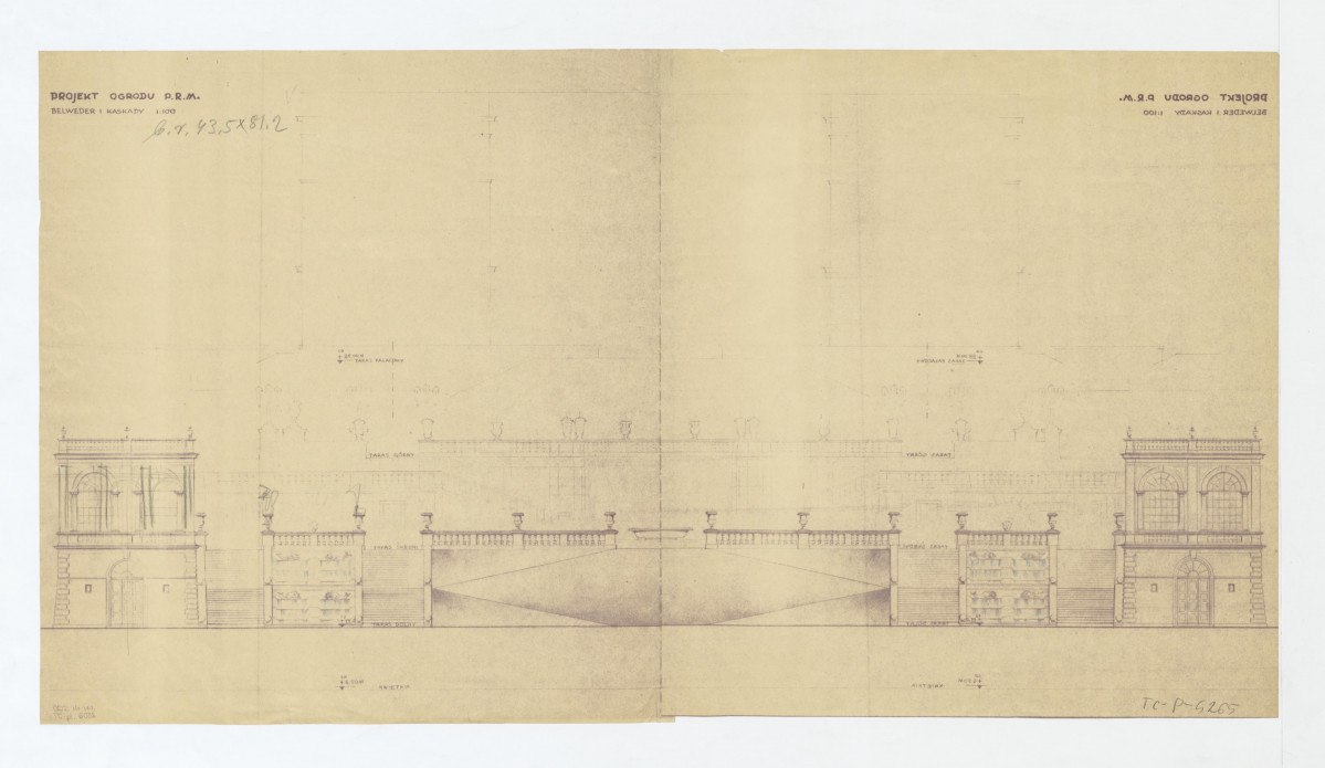 Pałac Namiestnikowski-projekt belwederu i kaskad, skan 1