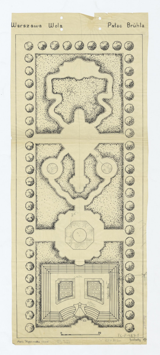 baskety ogrodu płacu Brűhla na Woli. Plan sytuacyjny, skan 1