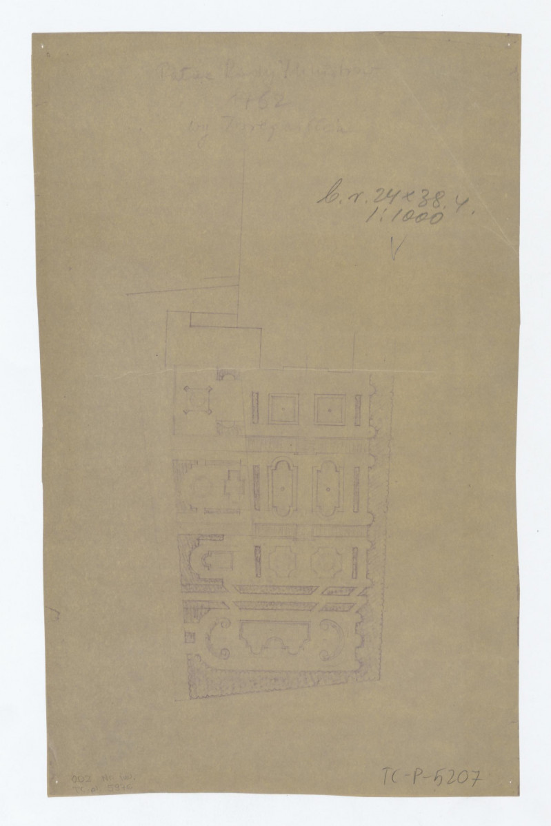 Pałac Namiestnikowski-przeskalowany plan ogrodu według Tiregaill'a z roku 1762, skan 1