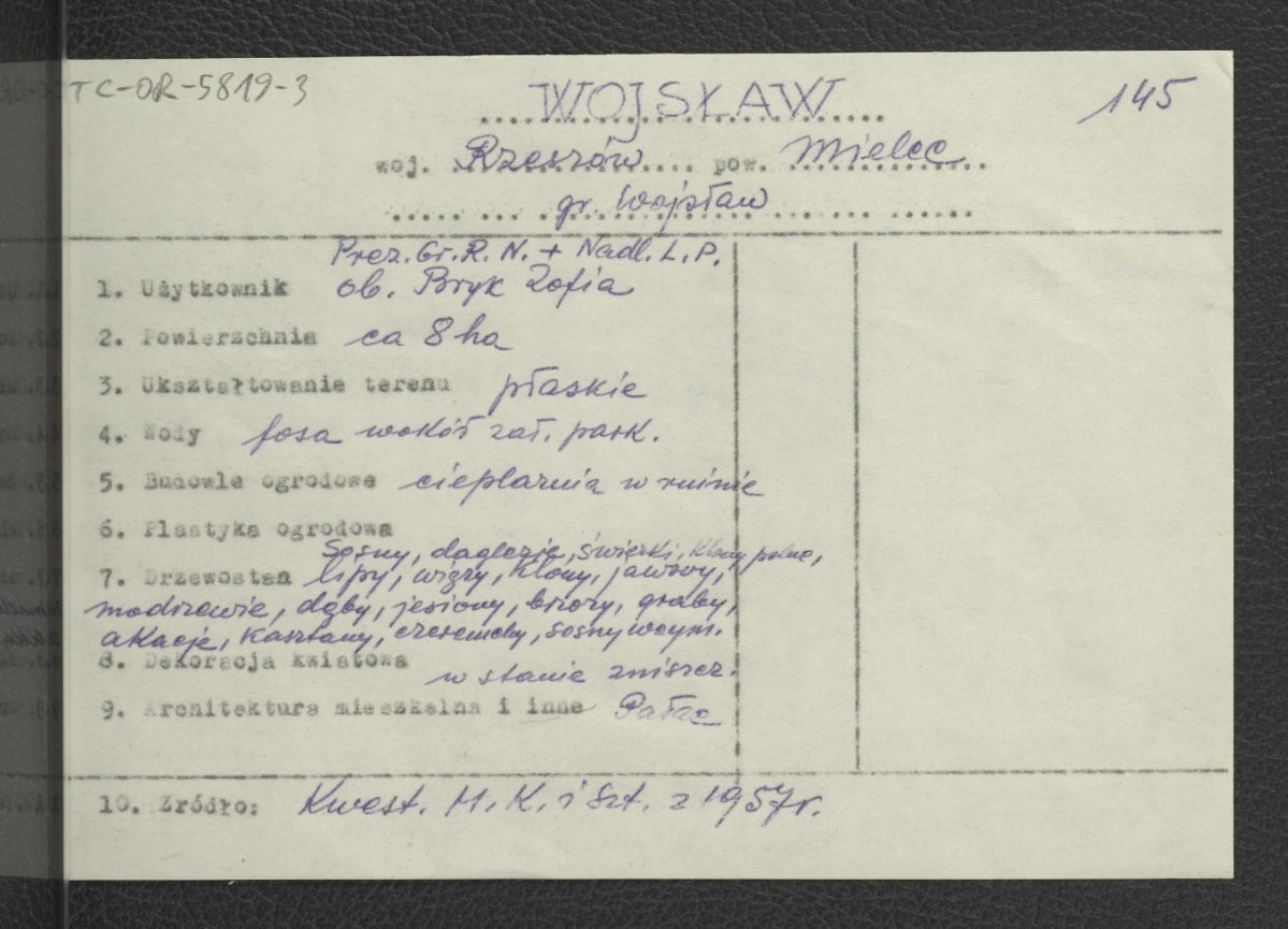 wypis z Kwestionariusz Ministerstwa Kultury i Sztuki z 1957 r. , skan 1
