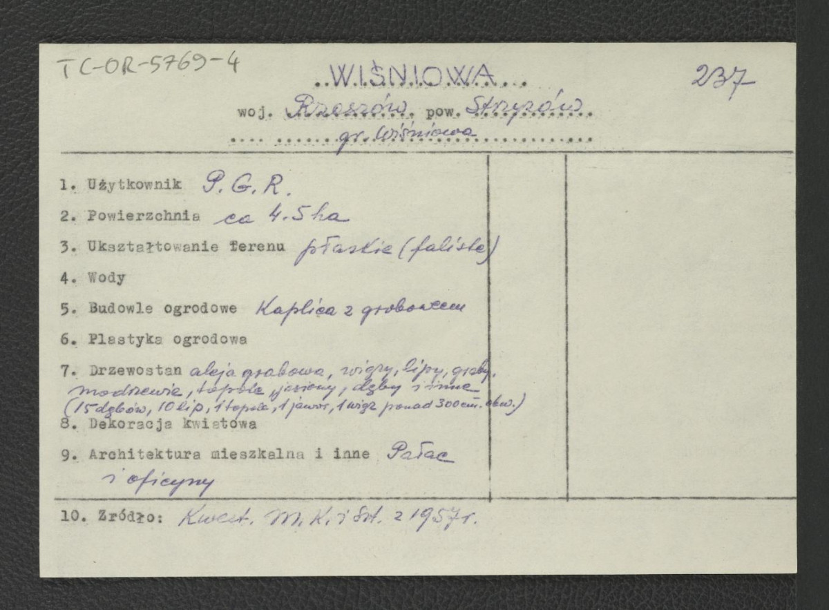 wypis z Kwestionariusz Ministerstwa Kultury i Sztuki z 1957 r. , skan 1