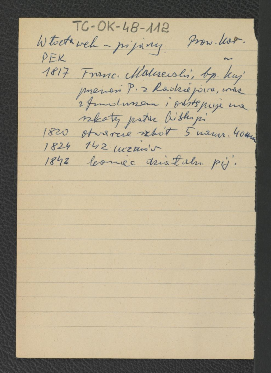 wypisy z Podręczna Encyklopedia Kościelna, red. ks. Zygmunt Chełmicki, t. I-XLIV, Warszawa, 1904-1916 wzmiankujące ważniejsze wydarzenia w dziejach miejscowego klasztoru począwszy od roku 1817 kiedy to przeniesiono zakonników z Radziejowa           , skan 1