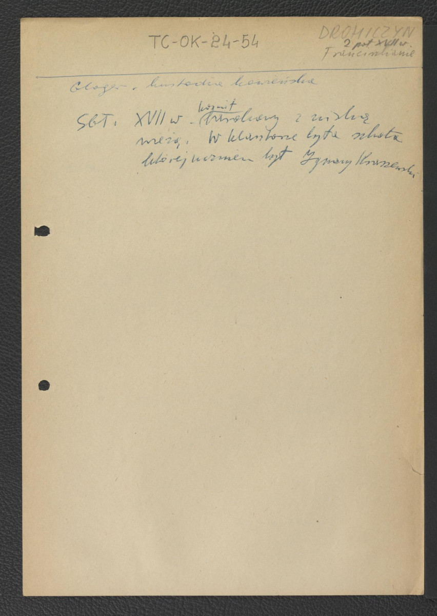 odsyłacz do Gloger Zygmunt, Encyklopedia Staropolska, Warszawa 1902 wzmiankujący przynależność miejscowego opactwa do kustodii kowieńskiej; wypis z Słownik Geografii Turystycznej Polski, t. I, Warszawa 1959 wzmiankujący XVII-wieczny, barokowy kościół oraz , skan 1