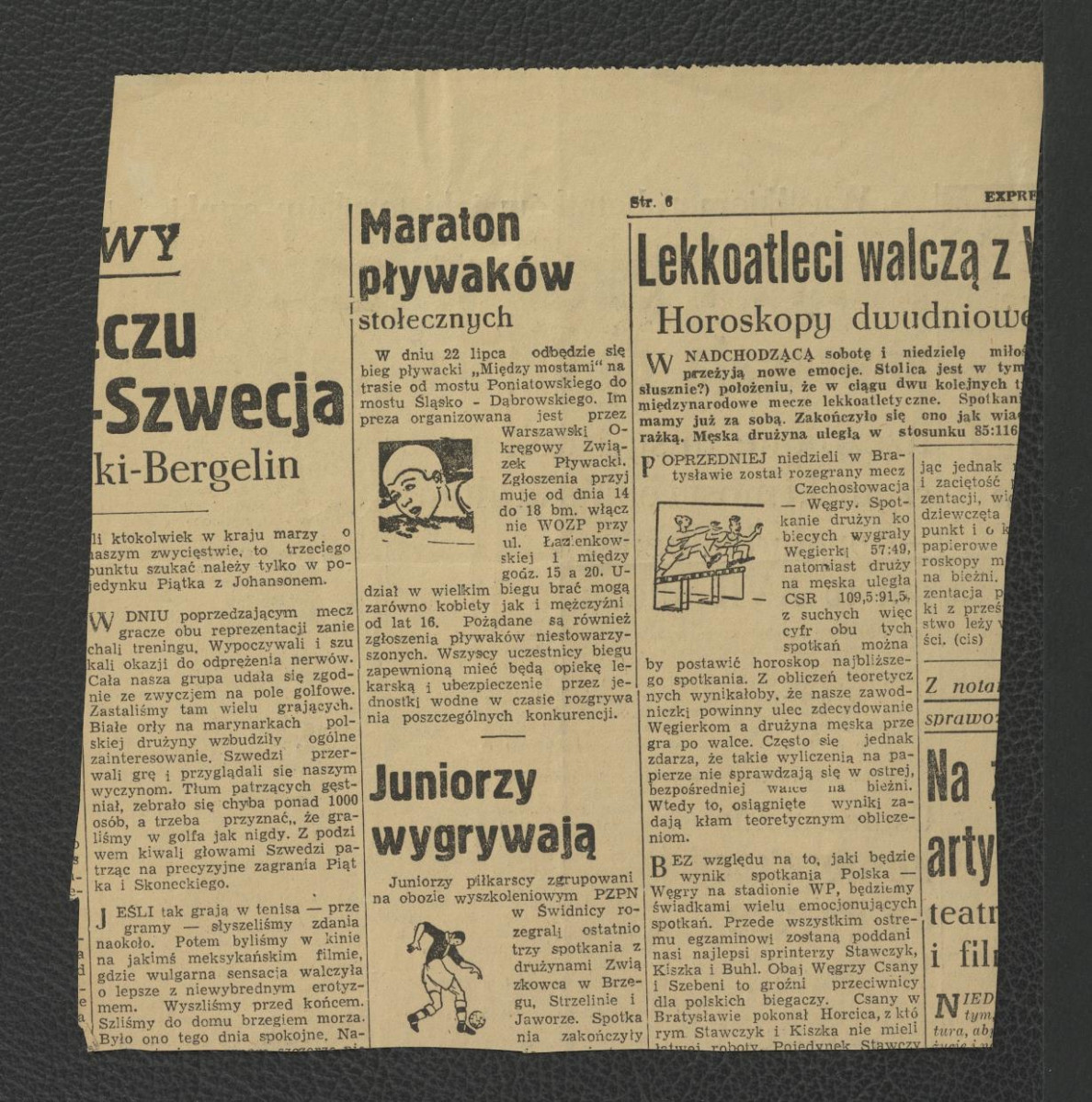 fragment karty z „Expressu Wieczornego” zawierającej tekst pt. Wysiłkiem robotników i historyków sztuki pałac i park wilanowski powracają do dawnej świetności           , skan 2