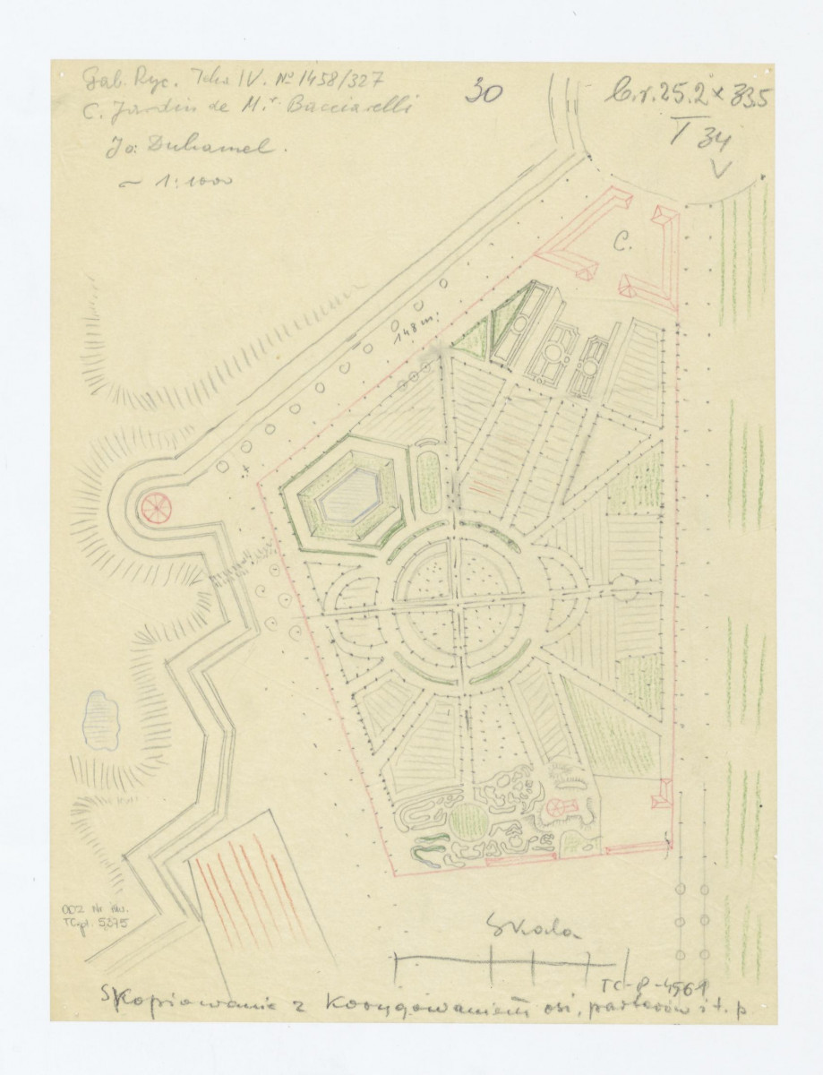 odrys planu sytuacyjnego ogrodu według Jo Duhamel - C. Jardin de M. Baciarelli, skan 1