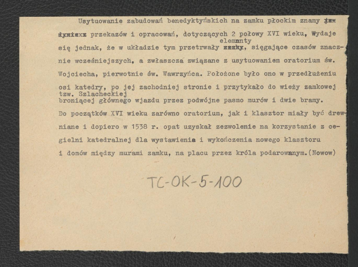 fragment tekstu dotyczącego usytuowania miejscowych zabudowań benedyktyńskich , skan 1