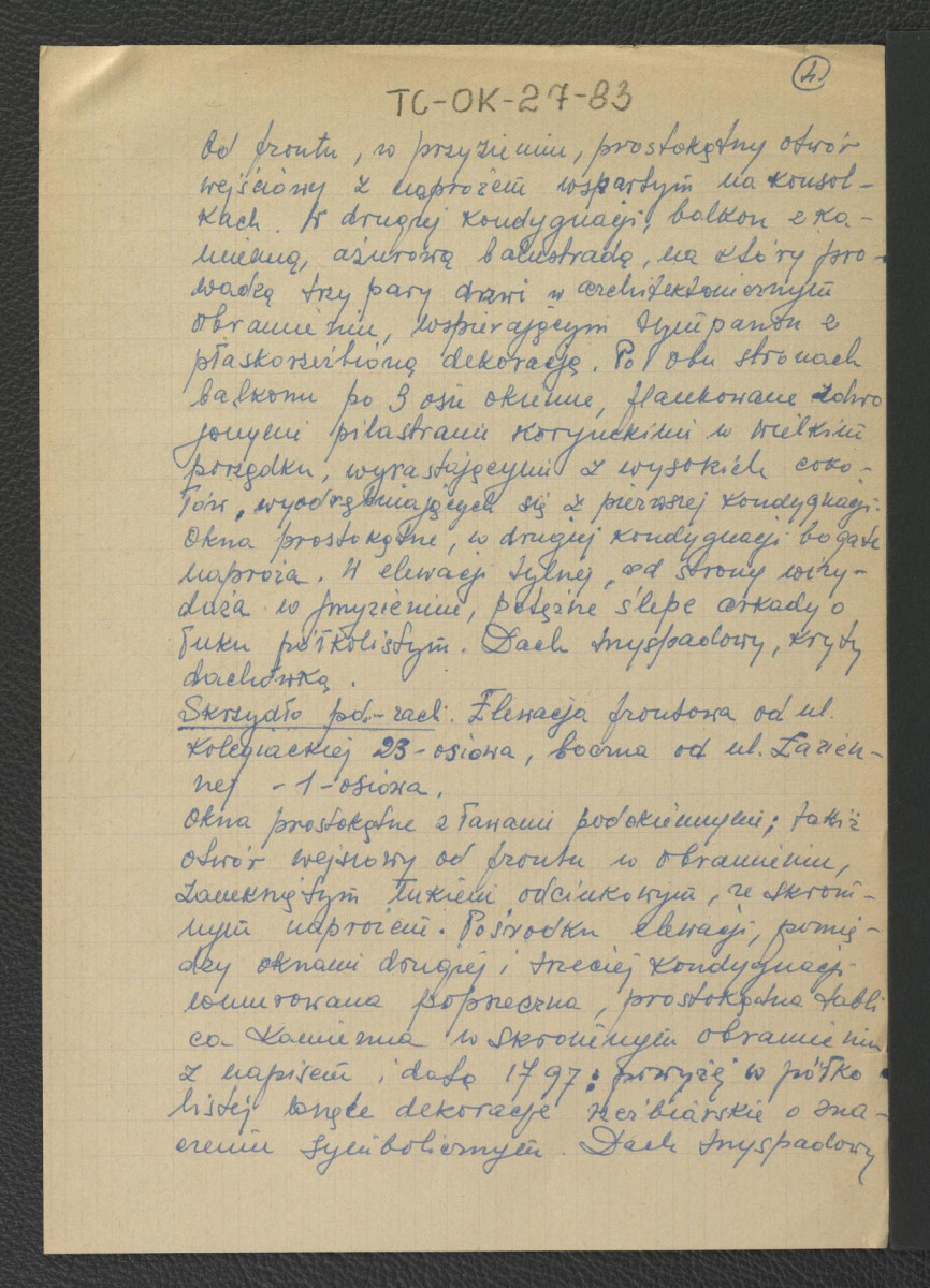 wypis z opracowania PKZ z roku 1959 autorstwa Ewy Smulikowskiej dotyczący miejscowego zespołu jezuickiego, skan 4
