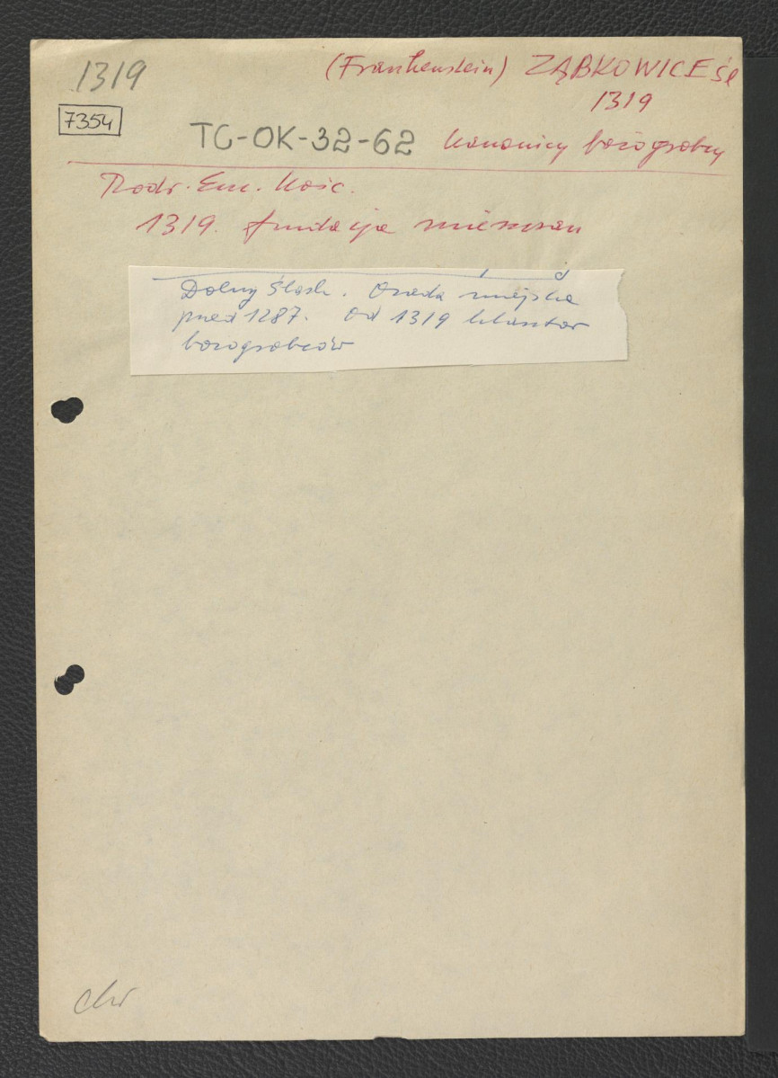 odsyłacz do Podręczna Encyklopedia Kościelna, red. ks. Zygmunt Chełmicki, t. I-XLIV, Warszawa, 1904-1916 wzmiankujący fundację mieszczańską z 1319 r.; Dolny Śląsk wzmiankujący osadę miejską przed 1287 r. oraz klasztor bożogrobców od 1319 r., skan 1
