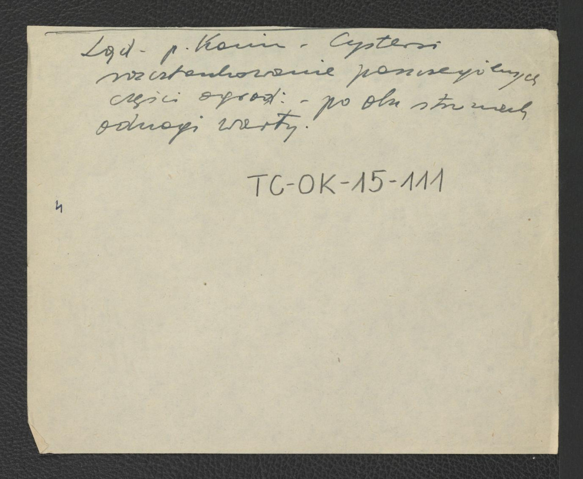 notatka wzmiankująca niejednolity obszar ogrodu znajdującego się po obu brzegach Warty  , skan 1