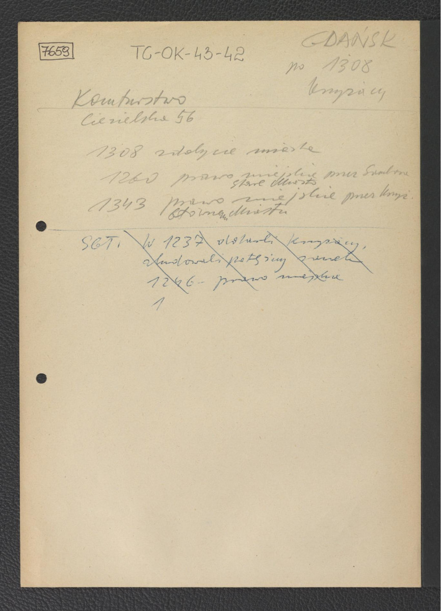 odsyłacz do  Ciesielska K., W zasięgu krzyżackiego miecza, Warszawa 1961, s. 56 oraz Słownik Geografii Turystycznej Polski, t. I, Warszawa 1959 wzmiankujący ważniejsze daty w dziejach miejscowego klasztoru począwszy od 1308 r., skan 1