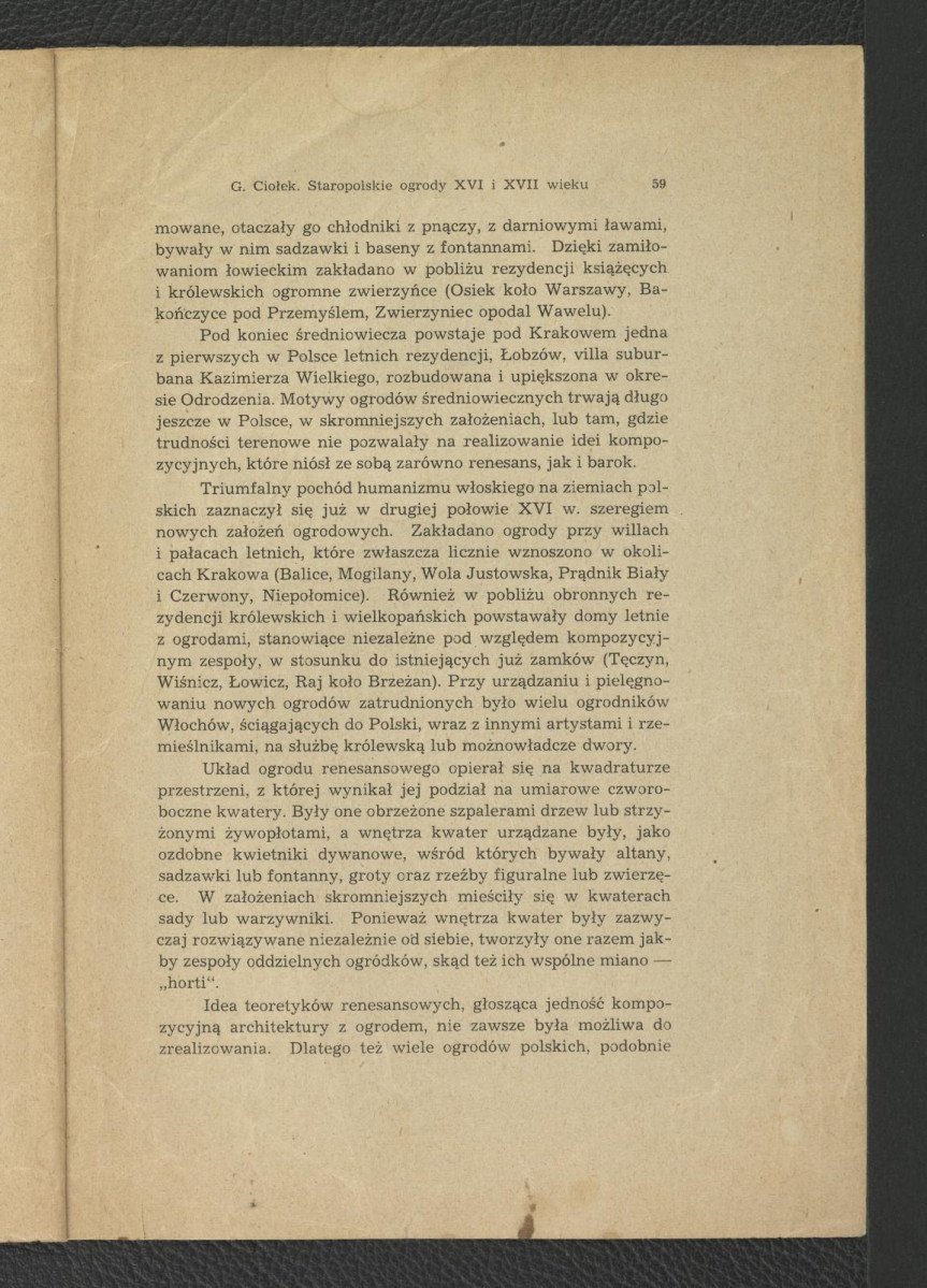 nadbitka ze Sprawozdań Towarzystwa Naukowego Warszawskiego (Wydział II, Rok XL.-1947) zawierająca tekst Gerarda Ciołka pt. Staropolskie ogrody w XVI i XVII wieku, skan 3