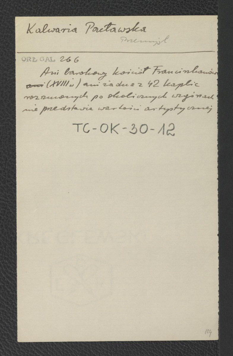 wypis z Orłowicz Mieczysław, Ilustrowany przewodnik po Galicyi, Bukowinie, Spiszu, Orawie i Śląsku Cieszyńskim, Lwów 1919, s. 266 dotyczący domniemanego braku wartości artystycznej miejscowego barokowego kościoła oraz tamtejszych kapliczek , skan 1