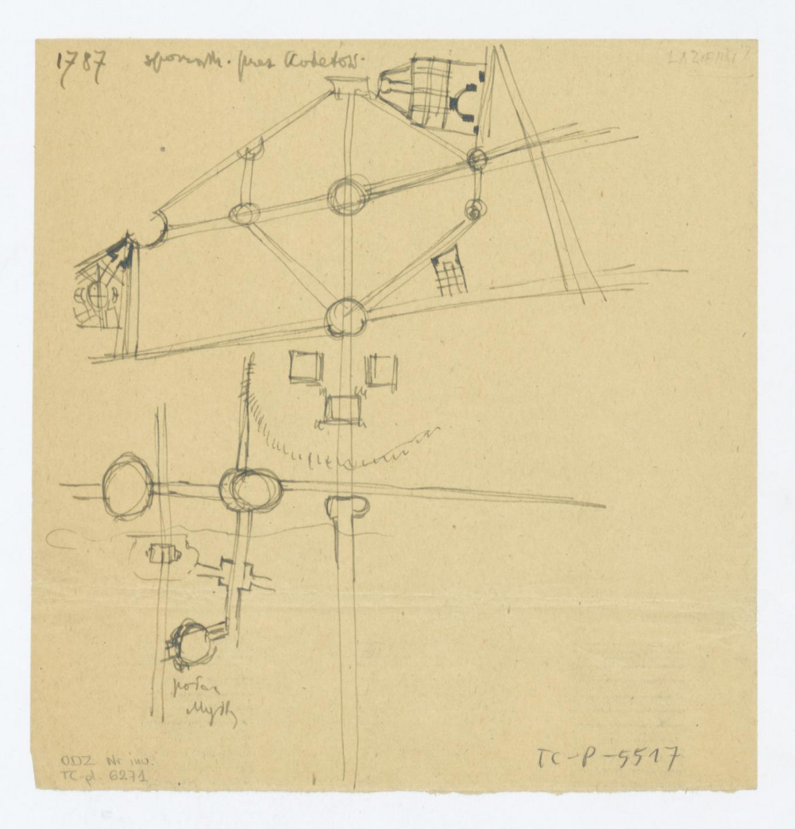 Dzielnica Ujazdów i przyległe założenie. Szkic sieci komunikacyjnej (rok1787), skan 1