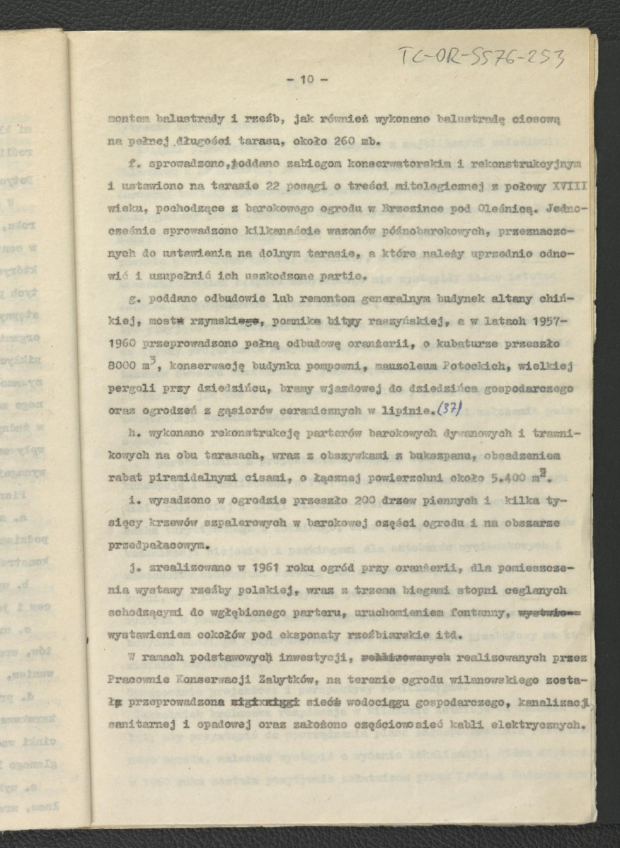 tekst autorstwa G. Ciołka pt. Odbudowa ogrodu wilanowskiego w: „Ochrona Zabytków” nr 3 (1962), R.XV, s. 86-106     , skan 11
