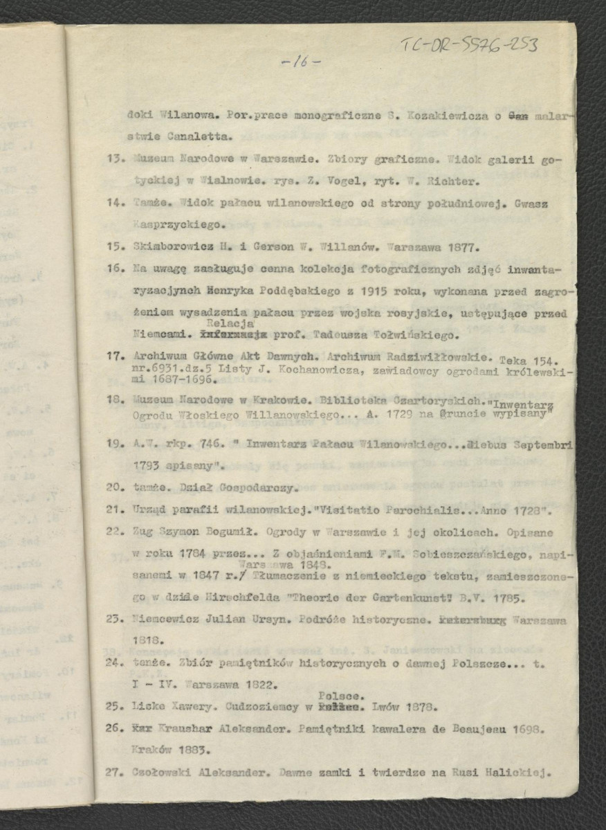 tekst autorstwa G. Ciołka pt. Odbudowa ogrodu wilanowskiego w: „Ochrona Zabytków” nr 3 (1962), R.XV, s. 86-106     , skan 16