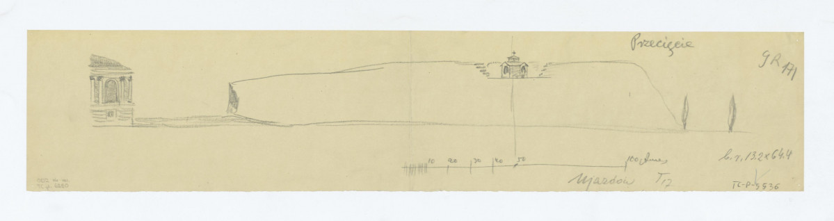 Ujazdów-ogród zamkowy. Odrys przecięcia wzgórza według materiałów archiwalnych, skan 1