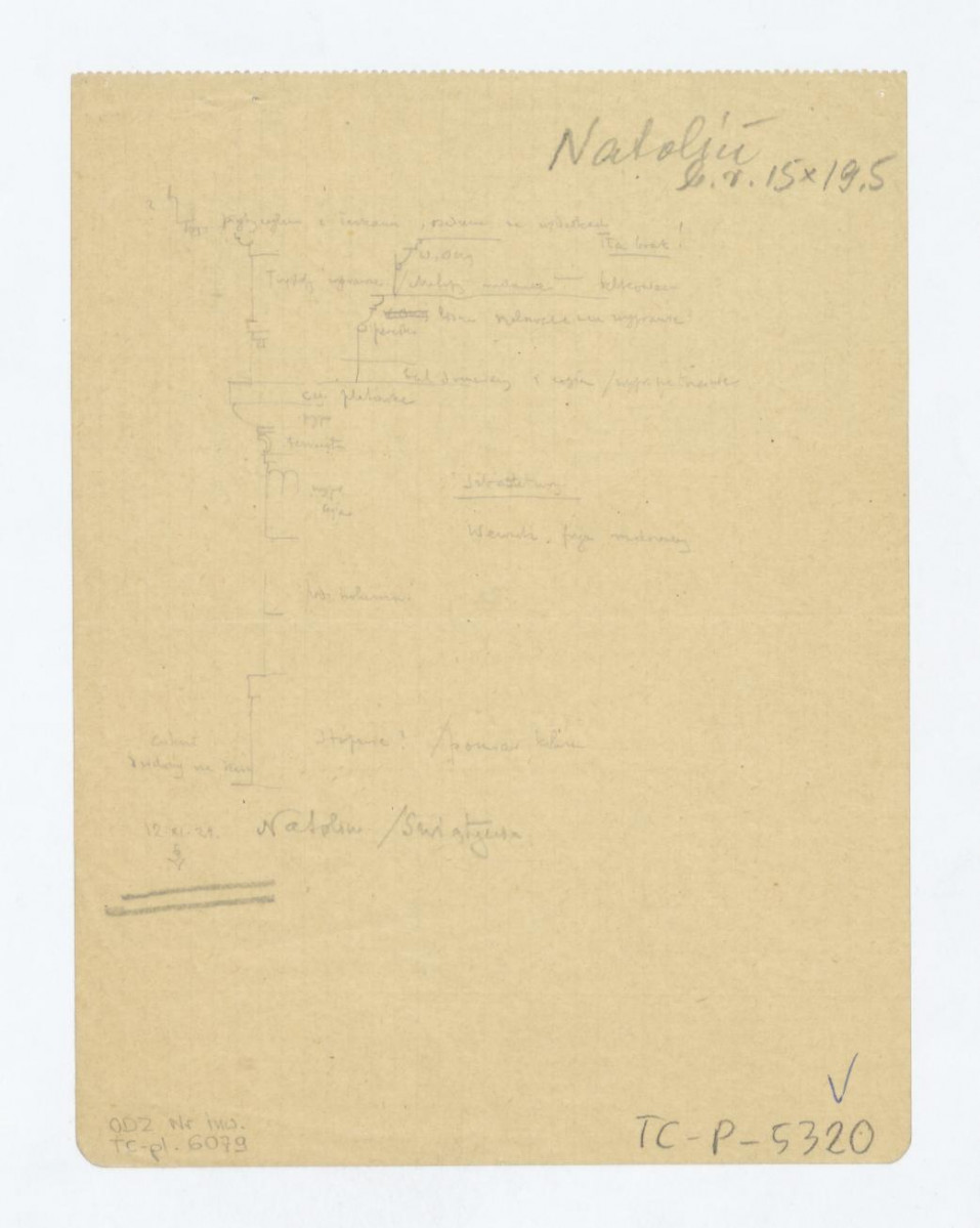 Natolin-szkice odręczne szczegółów kolumny świątyni greckiej w parku, skan 1