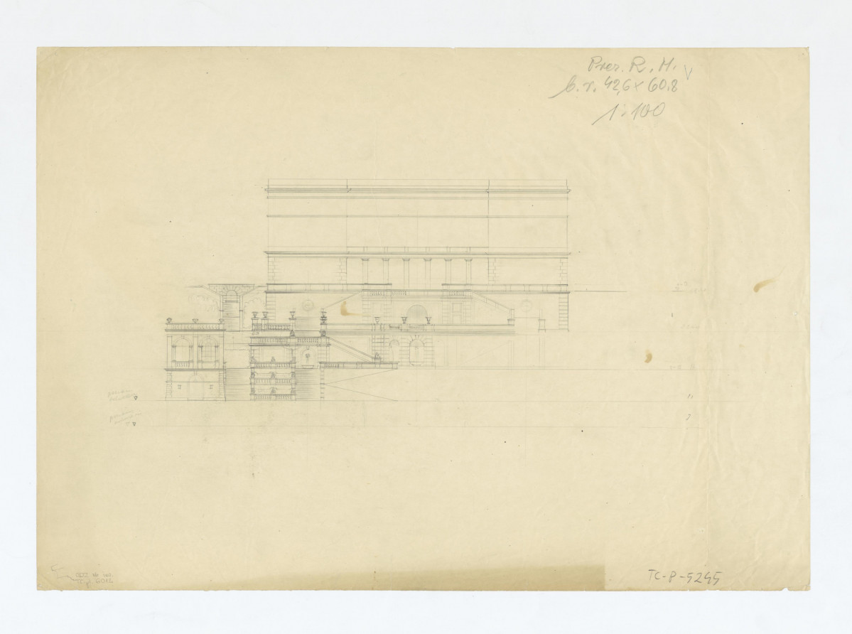 Pałac Namiestnikowski-projekt roboczy tarasów: pałacowego, górnego i średniego, widok, skan 1