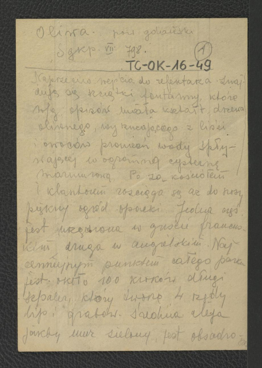 wypis ze Słownika Geograficznego Królestwa Polskiego t. VII, s. 798 zawierajacy informacje dotyczące ogrodu przyklasztornego, skan 1