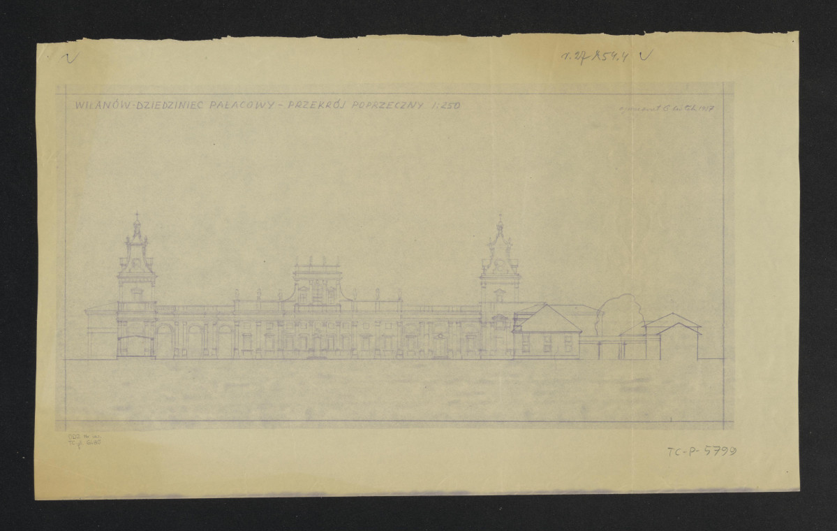 Wilanów-dziedziniec pałacowy - przekrój poprzeczny, skan 1
