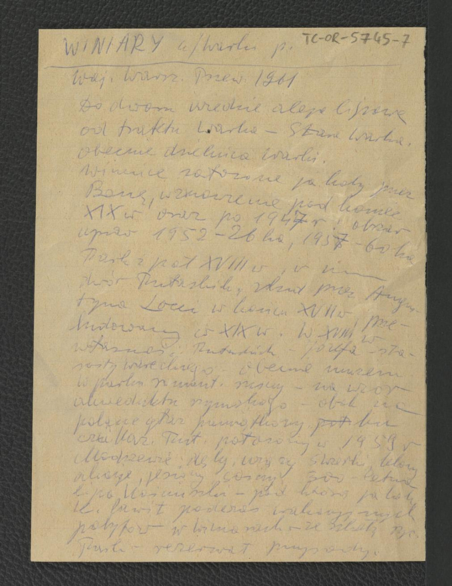 wypis z Chludziński T., Maczubski T., Rutkowski K., Żmudziński J., Województwo warszawskie. Przewodnik, Warszawa 1961 zawierajacy wzmianki dotyczące dziejów miejscowej posesji oraz charakterystykę drzewostanu , skan 1