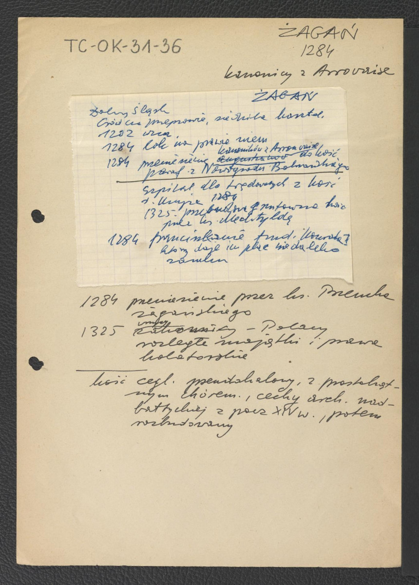 wypis z Dolny Śląsk zawierający chronologię średniowiecznych dziejów miejscowego klasztoru oraz zwięzłą charakterystykę architektoniczną obiektu                                , skan 1