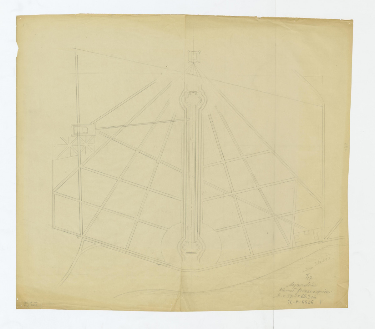 Ujazdów-rysunek rekonstrukcyjny ciągów komunikacyjnych wokół kanału piaseczyńskiego, skan 1