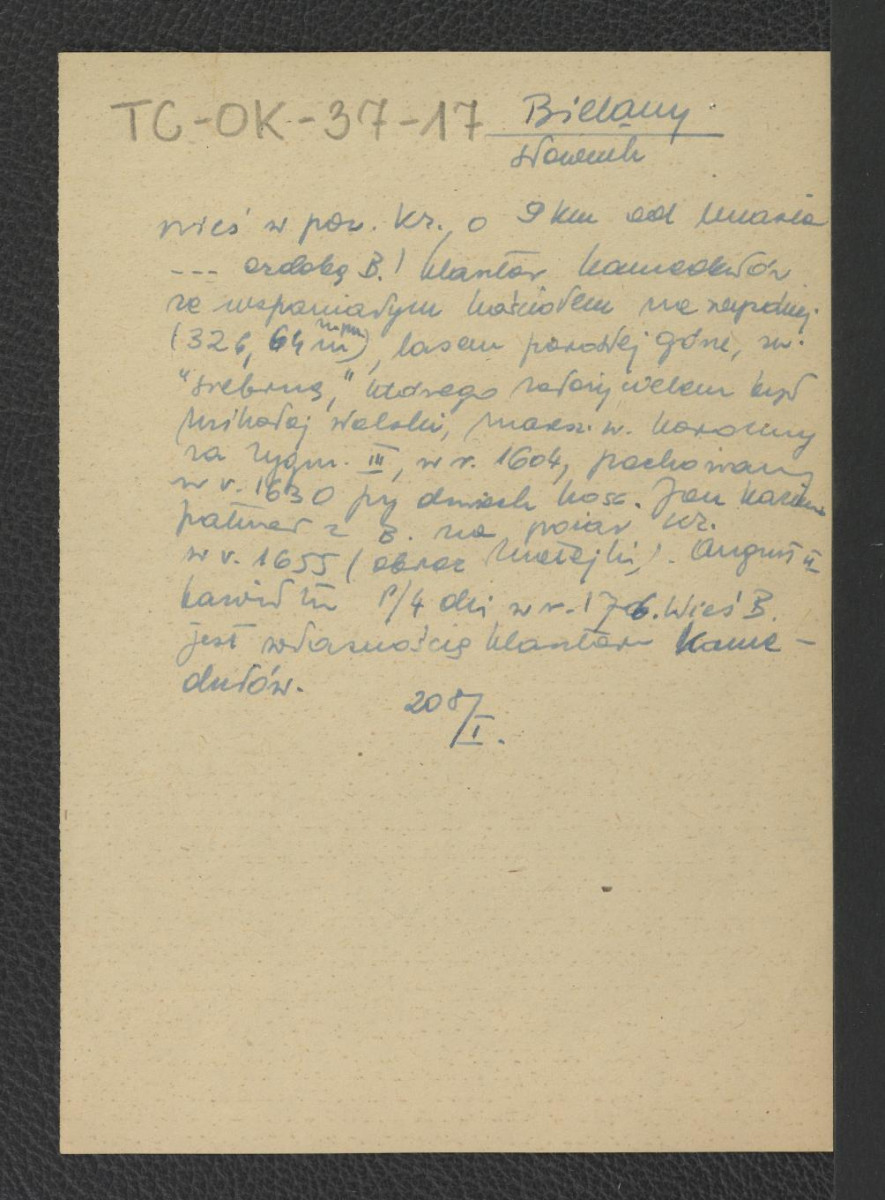 wypis z Słownika Geograficznego Królestwa Polskiego t. I, s. 208 wzmiankujący usytuowanie klasztoru oraz ważniejsze daty w jego wczesnych dziejach , skan 1