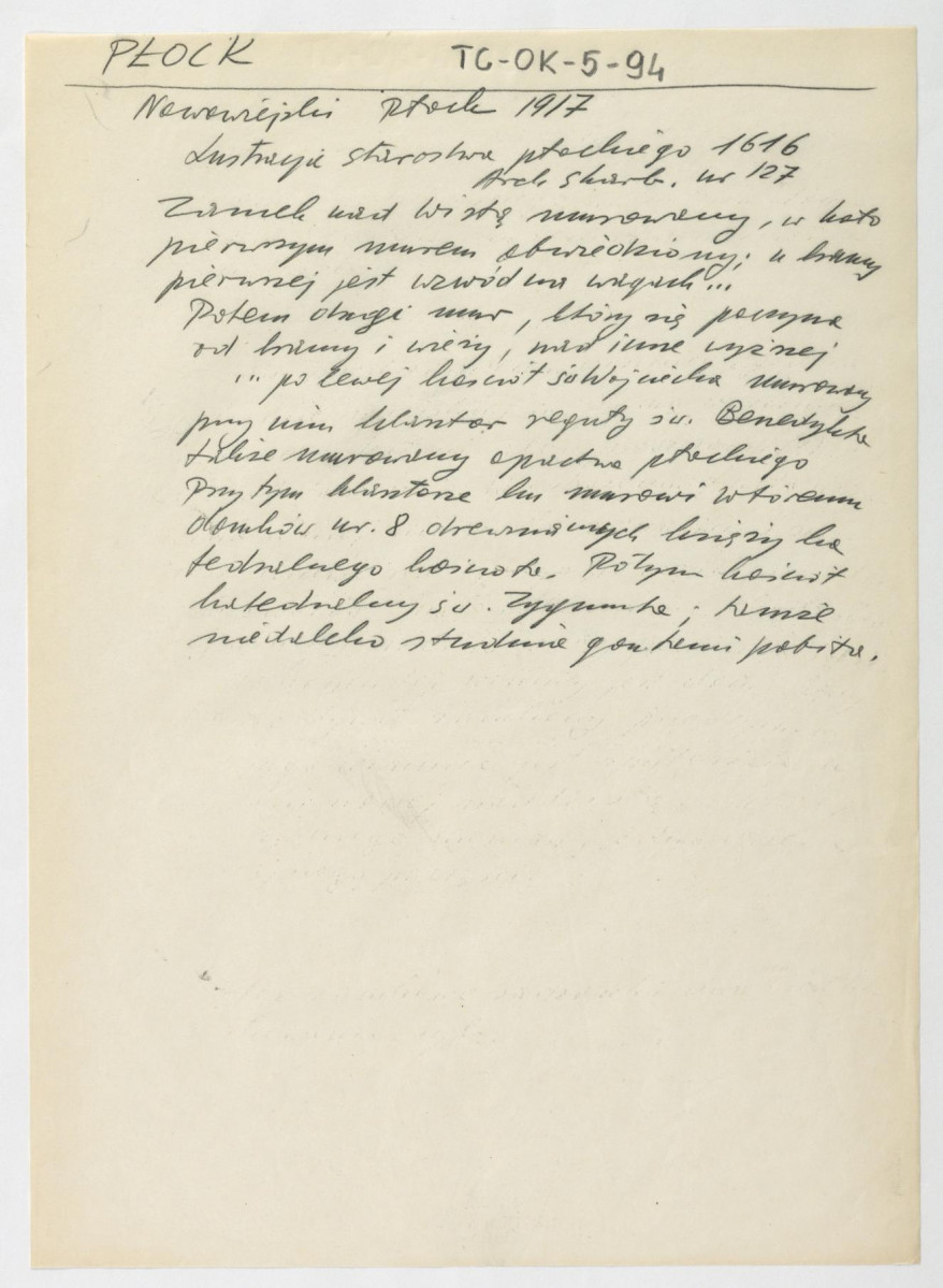 wypis z Nowowiejski Antoni Julian, Płock. Monografia historyczna, Płock 1917, Lustracja Starostwa płockiego z 1616 r. (Archiwum Skarbowe nr 127) wzmiankujący murowany zamek oraz miejscowy klasztor benedyktynów, skan 2