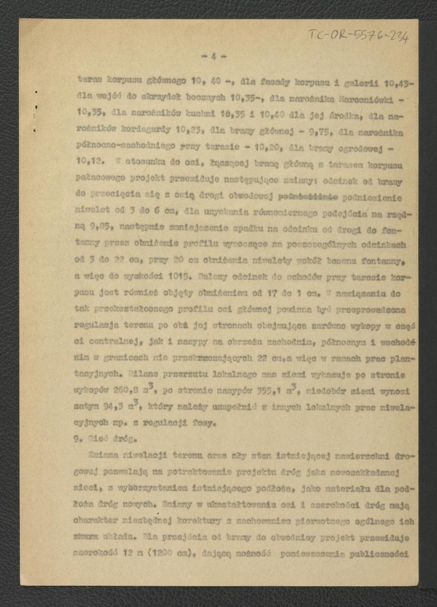 dziedziniec główny, projekt techniczno-roboczy; opis techniczny; pięć kart , skan 4