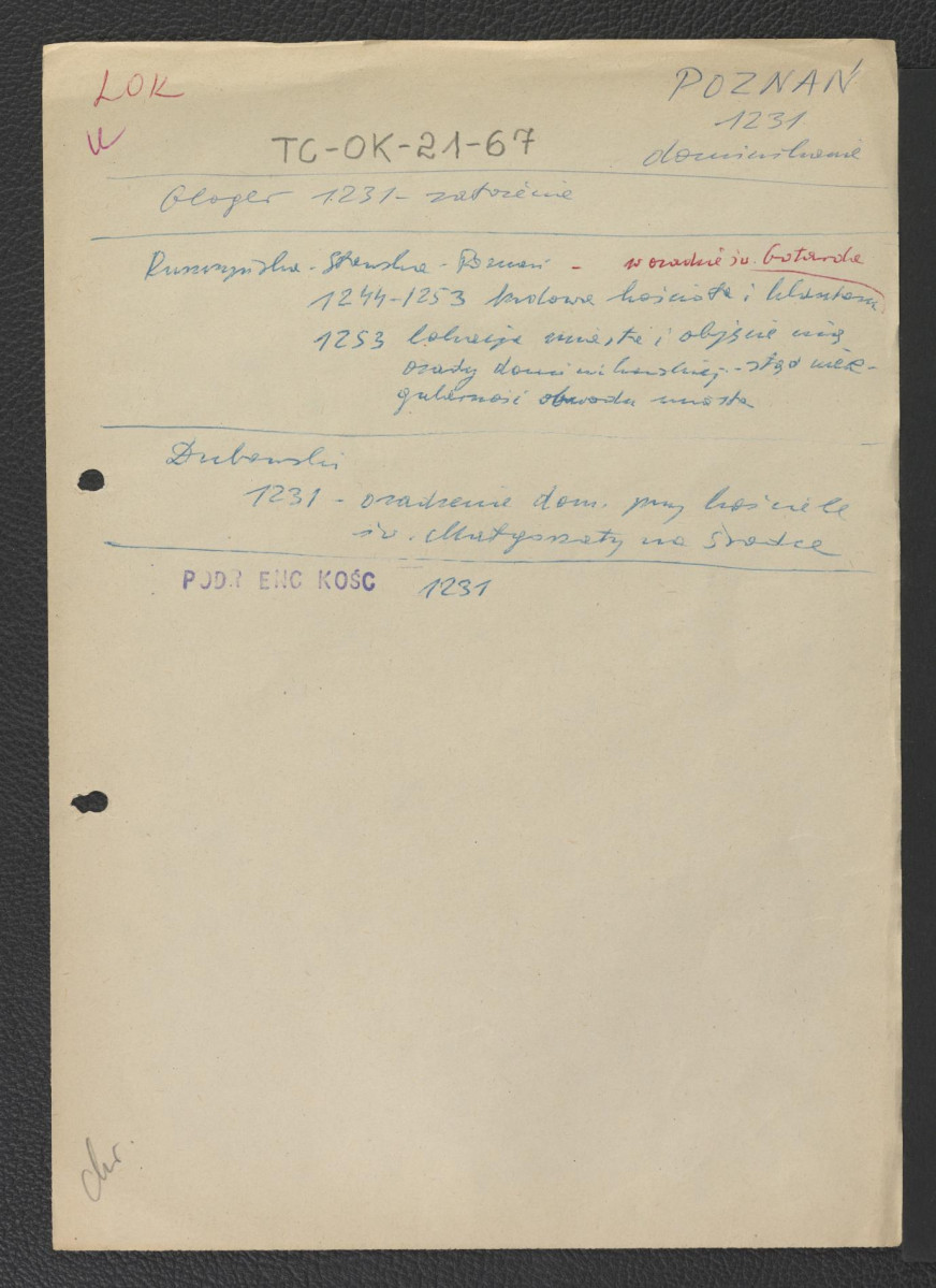 odsyłacz do Gloger Zygmunt, Encyklopedia Staropolska, Warszawa 1902 wzmiankujący zaistnienie klasztoru ok. 1231 r.; wypis z Ruszczyńska-Stawska, Poznań wzmiankujący budowę kościoła oraz klasztoru w latach 1244-1253 oraz lokacje miasta w 1253 r.; kolejne odsyłacze (m.in. Podręczna Encyklopedia Kościelna, red. ks. Z. Chełmicki, t. I-XLIV, Warszawa, 1904-1916) wzmiankująca zaistnienie klasztoru przy kościele św. Małgorzaty ok. 1231 r.         , skan 1