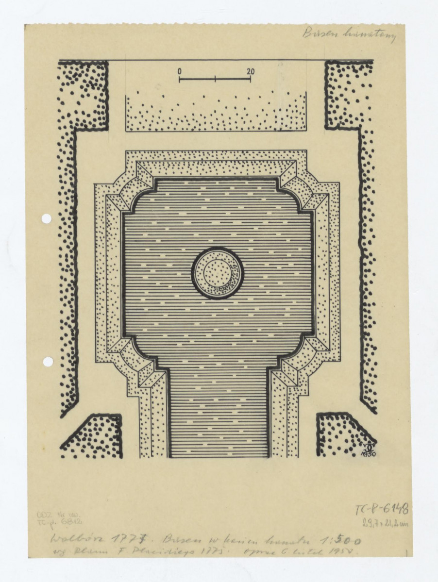 plan sytuacyjny basenu według planu F. Placidiego 1775, skan 1