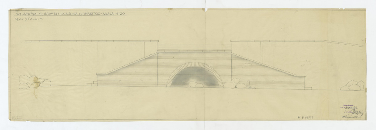 Wilanów-" schody do ogródka chińskiego" [elewacja - projekt techniczno - roboczy], skan 1