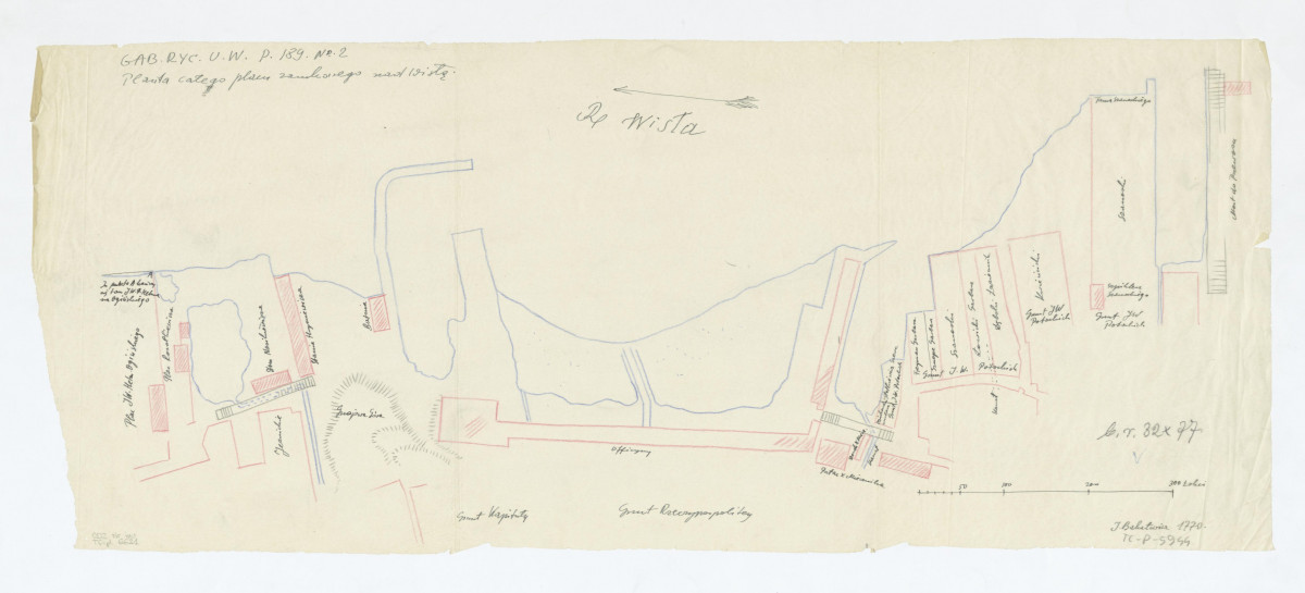 Zamek królewski-planta Zamku Królewskiego nad Wisłą-odrys z oryginału, skan 1