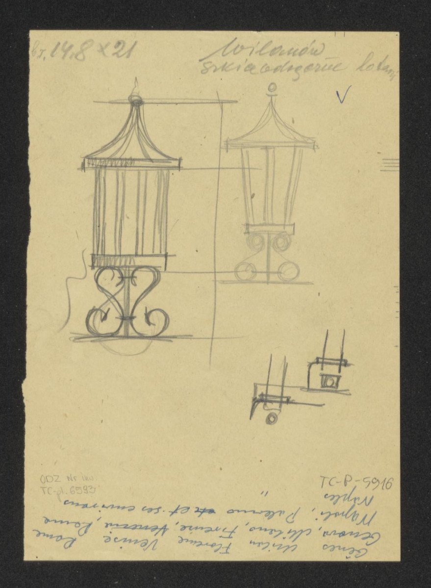 Wilanów-szkice odręczne latarni, skan 1