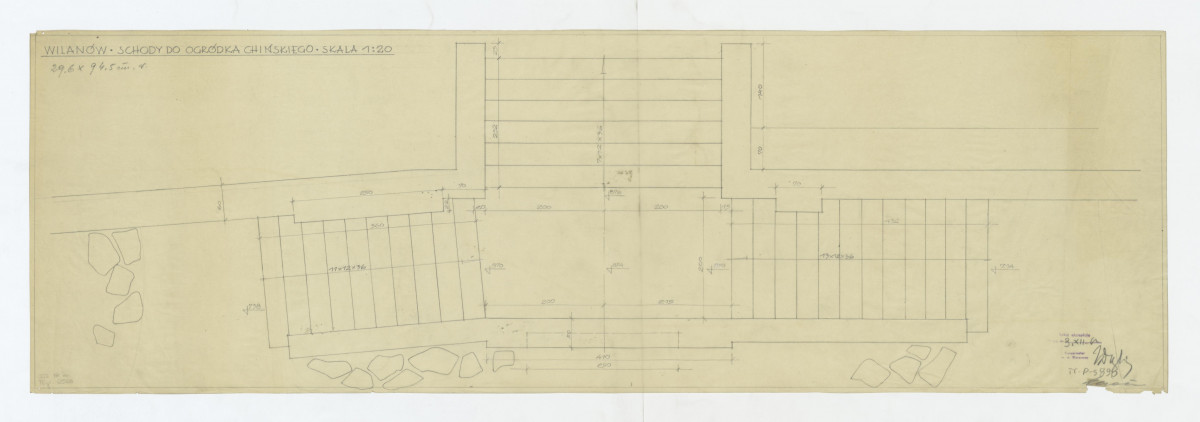 Wilanów-" schody do ogródka chińskiego" [rzut z góry - projekt techniczno - roboczy], skan 1