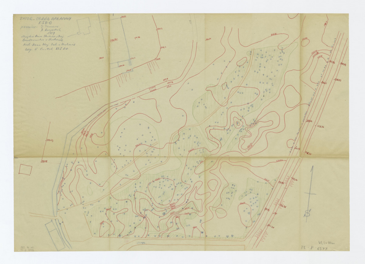 plan sytuacyjno - wysokościowy według  pomiaru J. Tamera i A. Rozpędnika z 1925 roku, skan 1