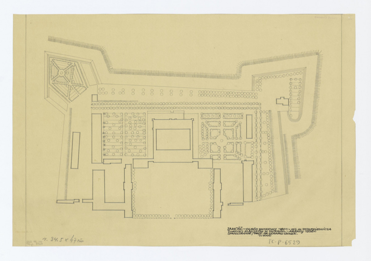 plan sytuacyjny z 1801 roku według Tatarkiewicza - Turniej Klasyków w Zamościu- Arkady 1938 roku, skan 1