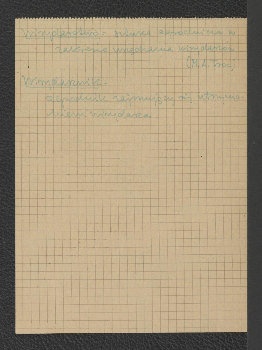 wypisy bibliograficzno-źródłowe z Słownika Języka Polskiego Jana Karłowicza dotyczące haseł: „WIRYDARZ” i „VIRIDIARIUM” , skan 2
