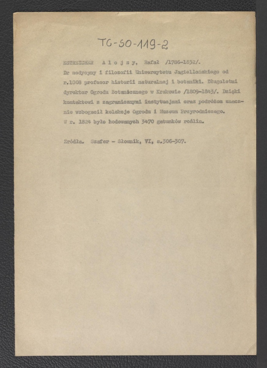 notatka bibliograficzna na podstawie Szafer, Słownik, tom VI, strony 306-307 , skan 1