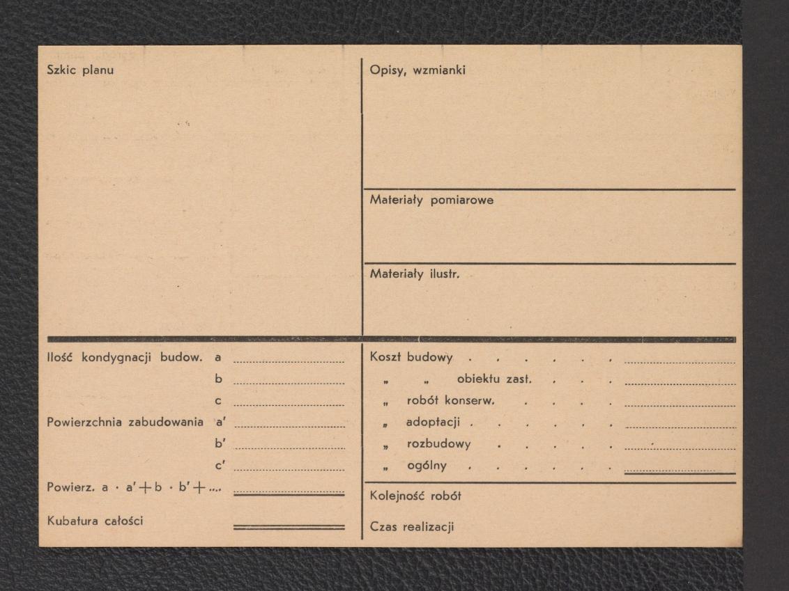 karty katalogowe zawierające wzmiankę dotyczącą ogrodu miejskiego „Stare i Nowe Planty”, skan 2