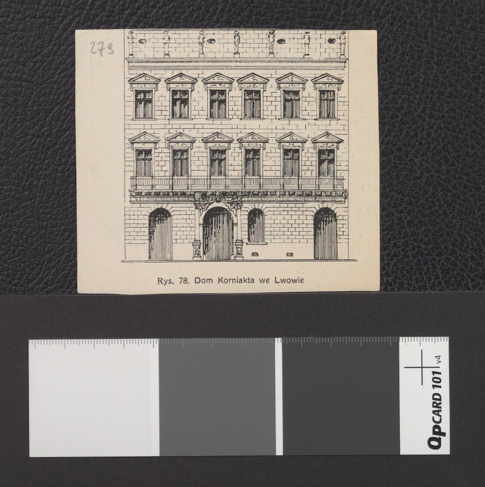 wycinek z publikacji zawierającej reprodukcję rysunku autorstwa Juliusza Kossaka przedstawiającego widok klasztoru w Krakowie za murami attykowymi, skan 2