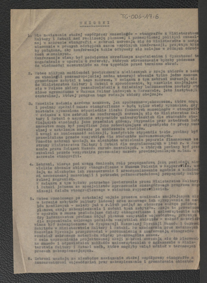 protokół z obrad konferencji etnografów odbytej w Warszawie w Ministerstwie Kultury i Sztuki w dniach 4 i 5 grudnia 1947 r., skan 7