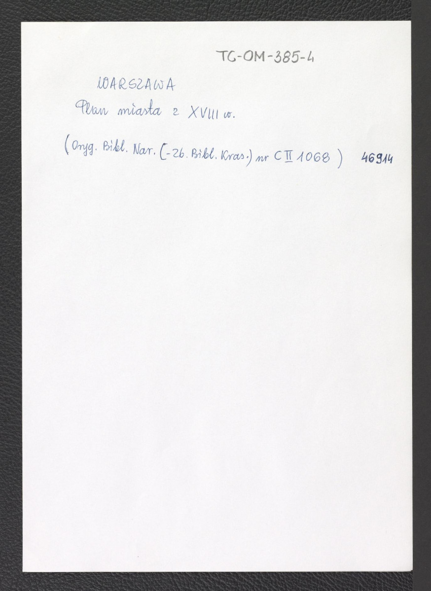 plan miasta z XVIII wieku (oryginał w Bibliotece Narodowej nr C II 1068), skan 1