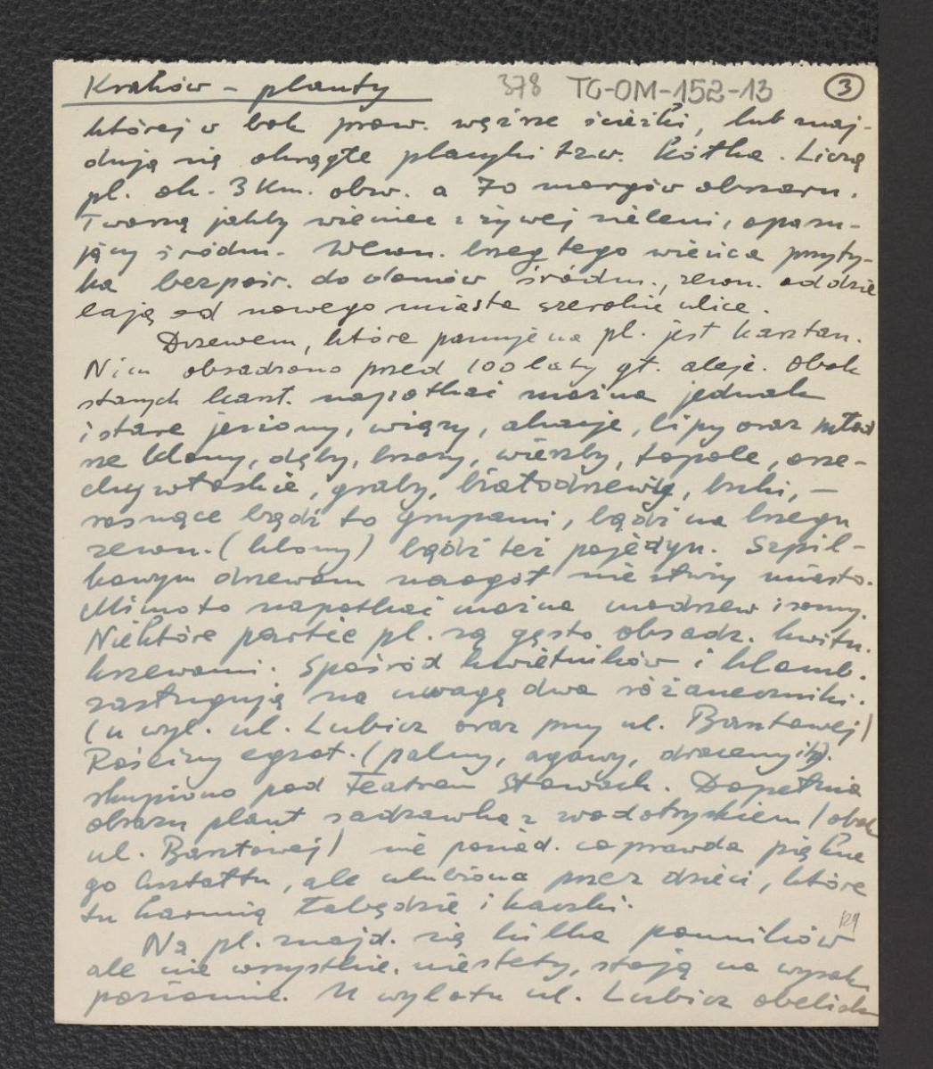 wypis z Estreicher K., Kraków: przewodnik dla zwiedzających miasto i jego okolice, Kraków, 1931, s. 62 dotyczący dziejów Plant, skan 3