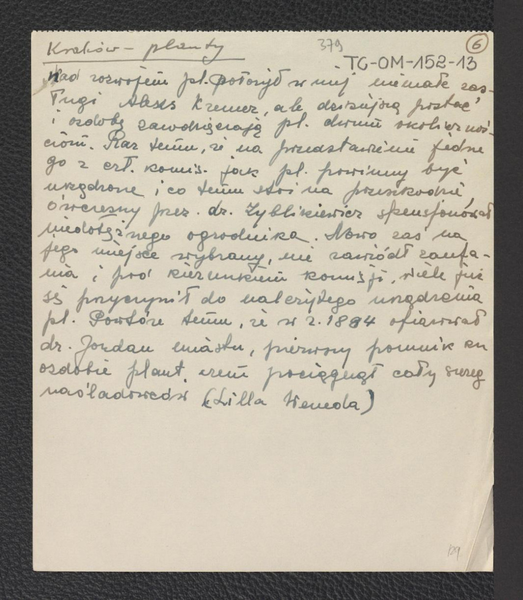 wypis z Estreicher K., Kraków: przewodnik dla zwiedzających miasto i jego okolice, Kraków, 1931, s. 62 dotyczący dziejów Plant, skan 6