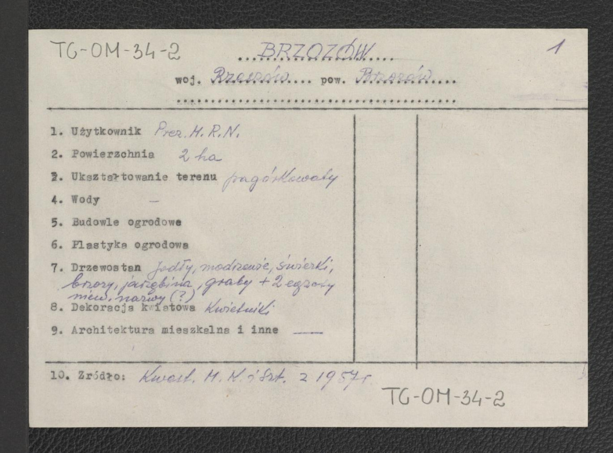 wypis z Kwestionariusza Ministerstwa Kultury i Sztuki z 1957 r., skan 1