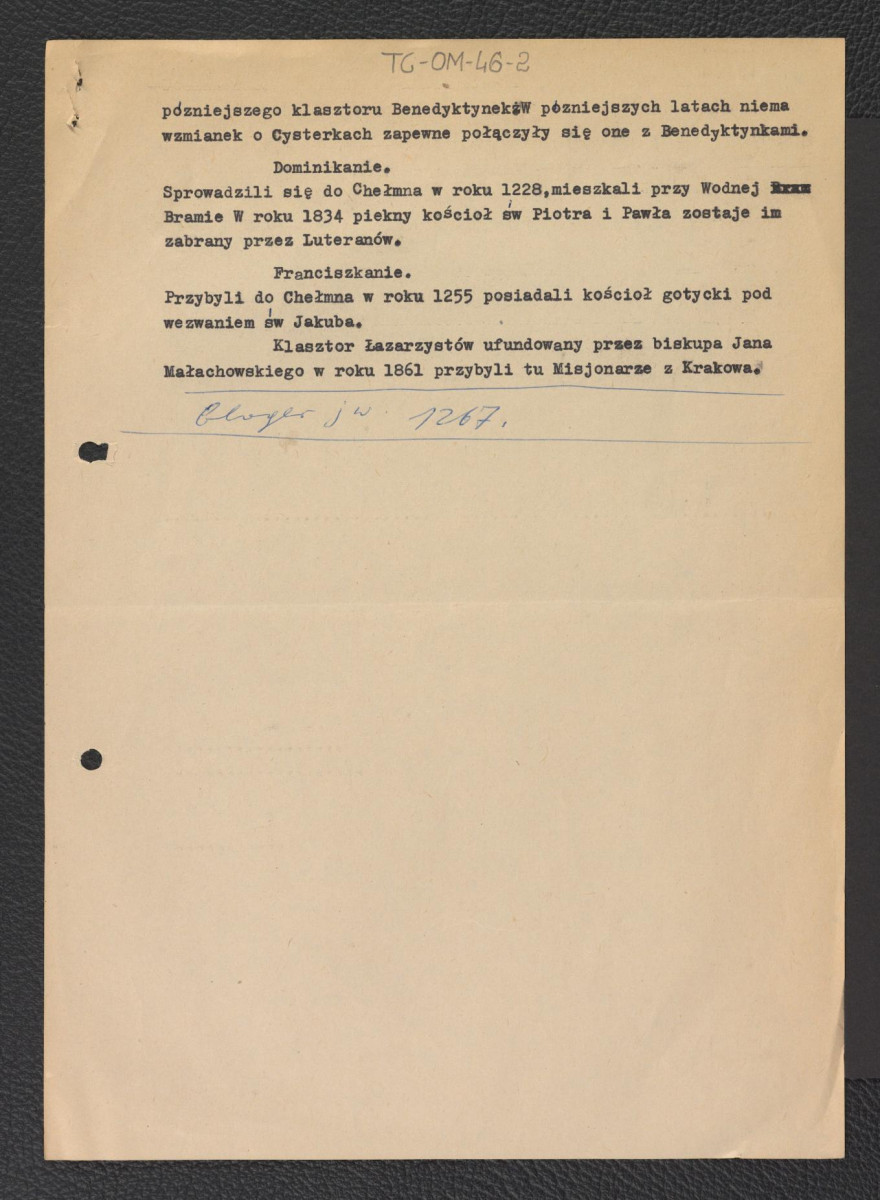 wypis z Słownika Geograficznego Królestwa Polskiego zawierającego informacje na temat dziejów Chełmna oraz tamtejszej architektury sakralnej; odsyłacz do Gloger Zygmunt, Encyklopedia Staropolska, Warszawa 1902, skan 3