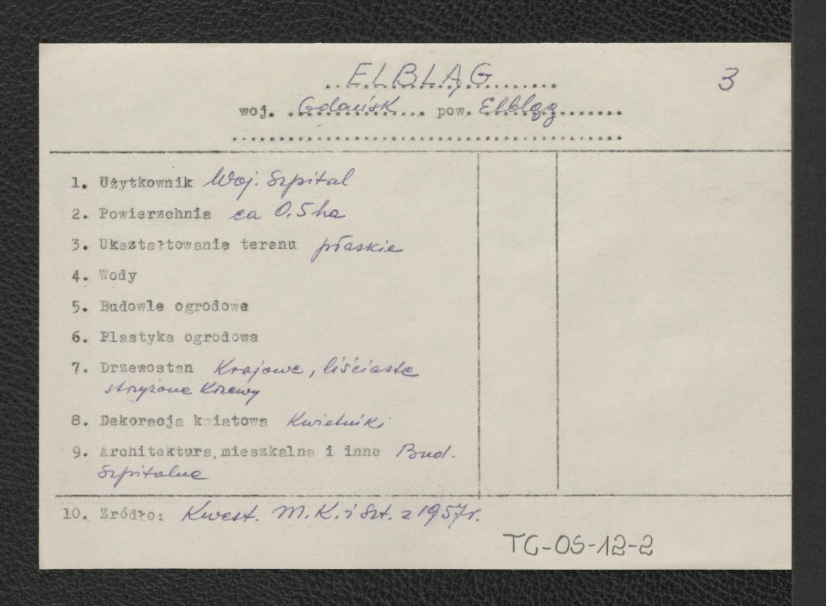 wypis z kwestionariusza Ministerstwa Kultury i Sztuki z 1957 roku, skan 1